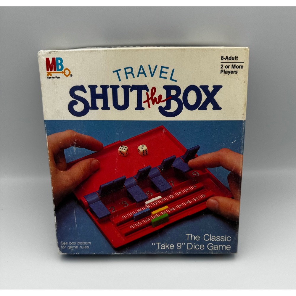 Vintage 1984 Milton Bradley TRAVEL SHUT THE BOX Game Excellent Condition
